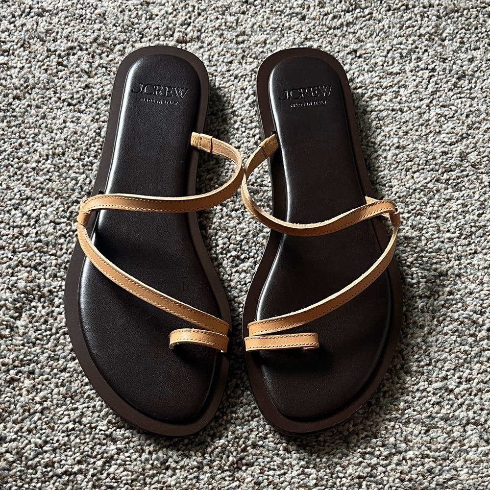 Jcrew tan leather strappy sandals size 8